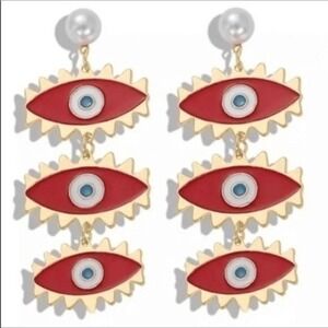 Evil‎ Eye Dangle Earrings Red Gold Blue Pearl Women Statement Fashion